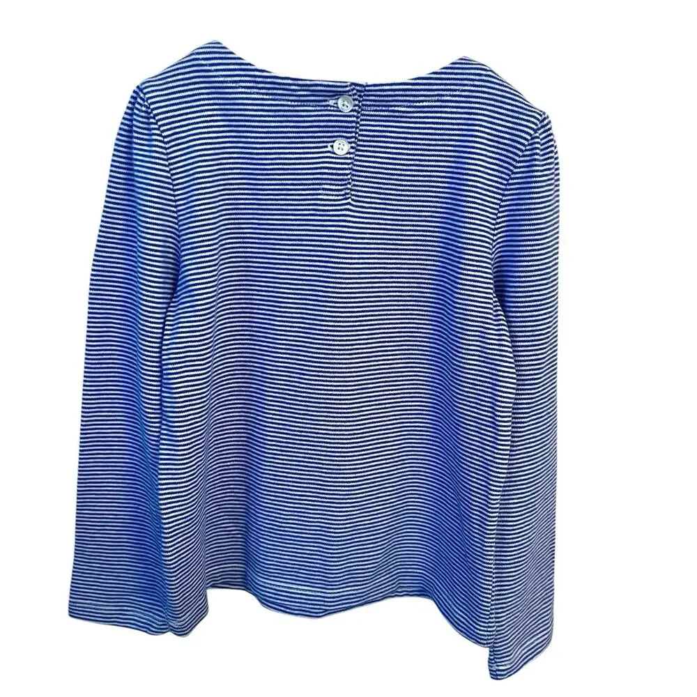 Gap Kids Long Sleeve Striped Shirt NWT Size 5 Blue White Cotton Kangaroo Pocket
